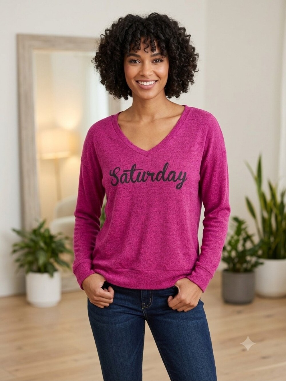 Wendy Williams Saturday Scoopneck Sweater in Berry Pink